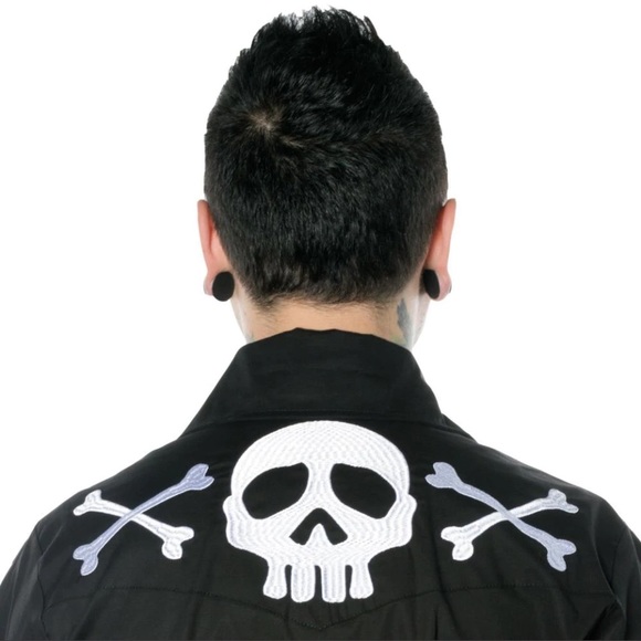 Harlock Skull X Bones Black Western Button Up Shirt S-M-L-XL-2XL-3XL-4XL NWT - Picture 3 of 3
